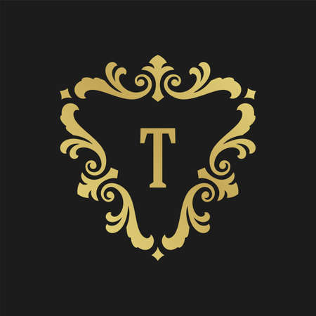 Luxury monogram template vector object for badge design. Trendy vintage royal ornament frame illustrationのイラスト素材