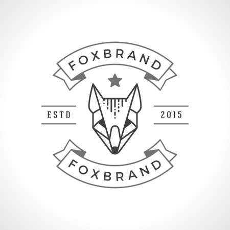 Vintage fox face line art logotype emblem symbol. Can be used for labels, badges, stickers, logos vector illustration.のイラスト素材