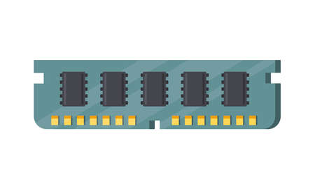 Computer random access memory isometric icon vector illustration. PC RAM access hardware component...