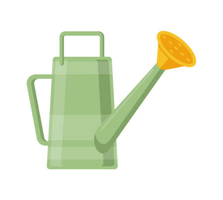 Green garden watering can with handles isometric icon vector illustration. Gardening farming agronomy plant growing care pot for water pouring isolated. Horticulture liquid sprinkling equipmentのイラスト素材