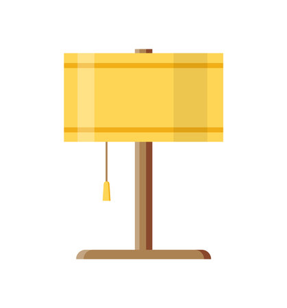 Night light lamp isometric icon vector illustration. Glowing electricity shine equipment indoor decorative design isolated. Bulb technology for comfortable sleeping evening shining hanged switchのイラスト素材