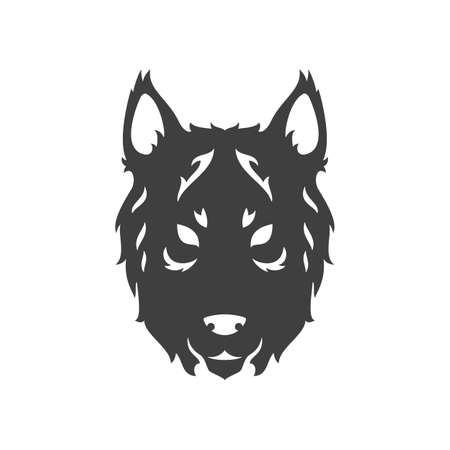 Wolf face logo emblem template mascot symbol for business or shirt design. Vector vintage design element.のイラスト素材