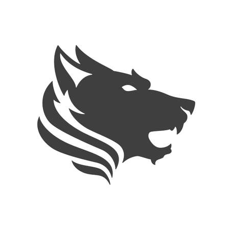 Wolf face logo emblem template mascot symbol for business or shirt design. Vector vintage design...