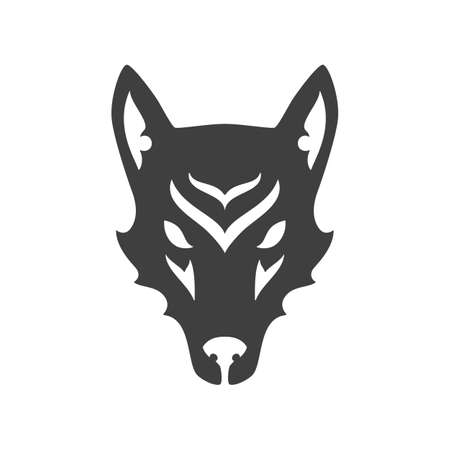 Wolf face logo emblem template mascot symbol for business or shirt design. Vector vintage design element.のイラスト素材