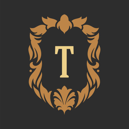 Luxury monogram logo template vector object for logotype or badge design. Trendy vintage royal ornament frame illustration, good for fashion boutique, alcohol or hotel brandのイラスト素材