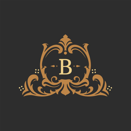 Luxury monogram logo template vector object for logotype or badge design. Trendy vintage royal ornament frame illustration, good for fashion boutique, alcohol or hotel brandのイラスト素材