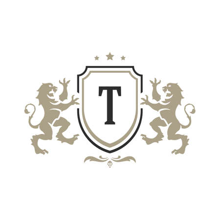 Luxury monogram logo template vector object for logotype or badge design. Trendy vintage royal ornament frame illustration, good for fashion boutique, alcohol or hotel brandのイラスト素材