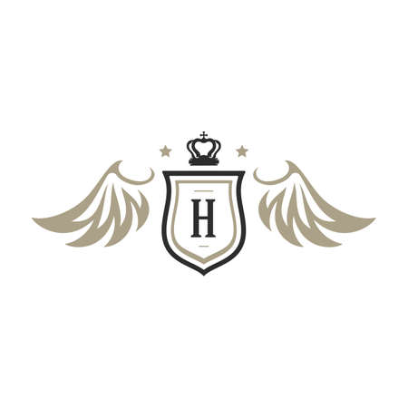 Luxury monogram logo template vector object for logotype or badge design. Trendy vintage royal ornament frame illustration, good for fashion boutique, alcohol or hotel brandのイラスト素材