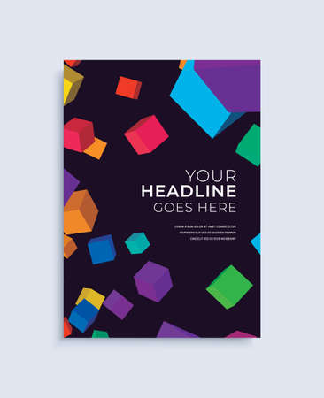 Modern abstract poster cover design vector template. Trendy colorful 3d composition for flyers, banners, brochures and reports.のイラスト素材