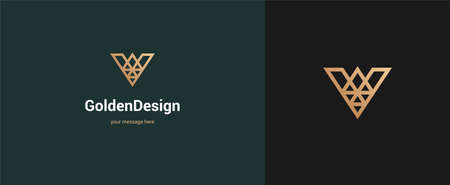 Vector abstract logo emblem design elegant modern minimal style. Premium business geometric logotype symbol for corporate identity.のイラスト素材