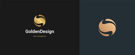 Vector abstract circle logo emblem design elegant modern minimal style vector illustration. Premium business geometric logotype symbol for corporate identity.のイラスト素材