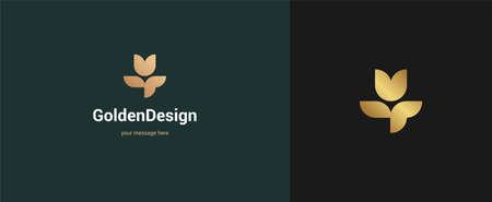 Vector abstract flower logo emblem design elegant modern minimal style vector illustration. Premium business geometric logotype symbol for corporate identity.のイラスト素材