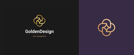 Vector abstract flower logo emblem design elegant modern minimal style vector illustration. Premium business geometric logotype symbol for corporate identity.のイラスト素材
