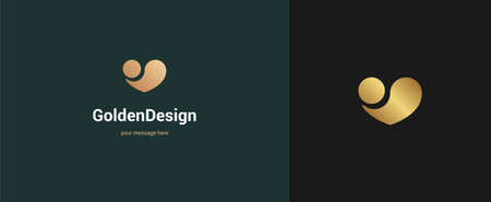Vector abstract heart logo emblem design elegant modern minimal style vector illustration. Premium business geometric logotype symbol for corporate identity.のイラスト素材