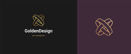 Vector abstract line rings logo emblem design elegant modern minimal style vector illustration. Premium business geometric logotype symbol for corporate identity.のイラスト素材