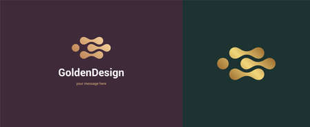 Abstract fluid shape logo emblem design elegant modern minimal style vector illustration. Premium business geometric logotype symbol for corporate identity.のイラスト素材