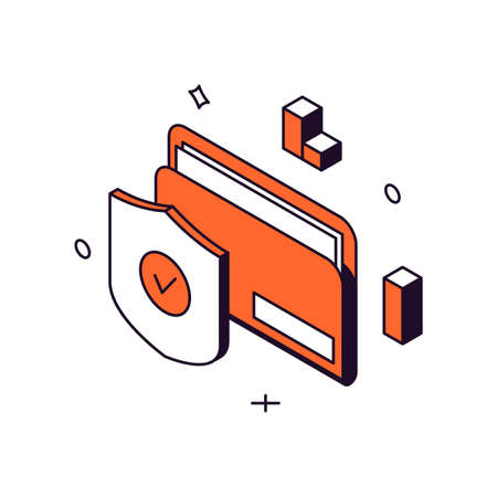 Internet security personal information data protection privacy policy shield 3d icon isometric vector illustration. Online safety access confidential data cyberspace attack secure network informationのイラスト素材