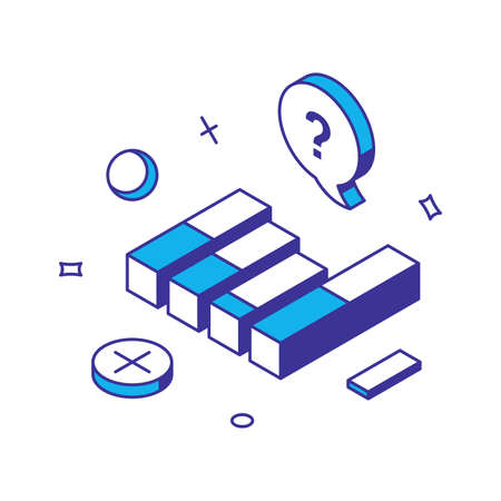 Analytics report diagram columns evaluation financial forecast budget accounting 3d icon isometric vector illustration. Dashboard scheme business analytics technology marketing optimization researchのイラスト素材