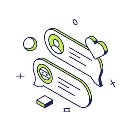 Customers society comment chatting service feedback satisfaction evaluation rating 3d icon isometric vector illustration. Marketing campaign quality brand rate improvement clients trust opinion reviewのイラスト素材