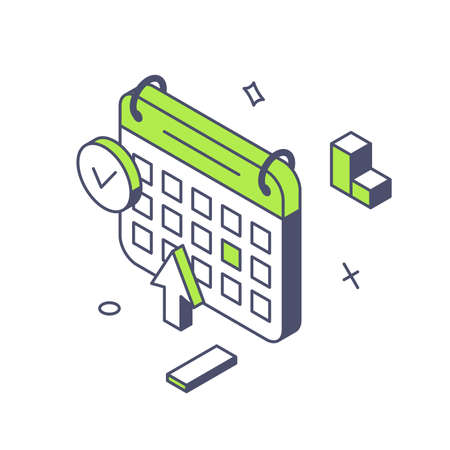 Successful marketing strategy campaign time management business analyzing 3d icon isometric vector illustration. Important meeting agenda with schedule pointer arrow daily task development isolatedのイラスト素材