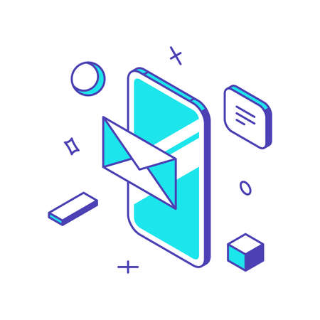 Contact us customer support smartphone service application with paper letter envelope message 3d icon vector illustration. Minimalist web quality control client assistant technical helpline reviewのイラスト素材