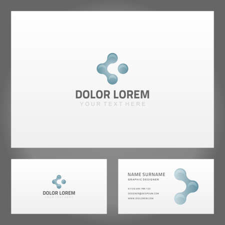 Set abstract silver molecule light blurred shape business card decorative design vector illustration. Collection trendy namecard circle minimalist mockup branding identification with place for textのイラスト素材