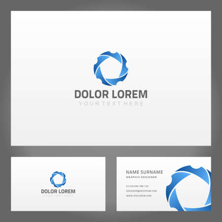 Collection abstract gradient circle ragged geometry shape business card with place for text vector illustration. Set bright rounded label global communication exclusive privilege namecard designのイラスト素材