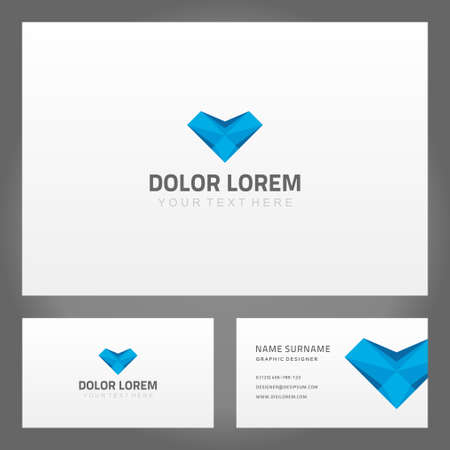 Set abstract frozen blue crystal heart shape exclusive business card decorative design place for text vector illustration. Collection expensive ice frost ornamental pattern branding identificationのイラスト素材