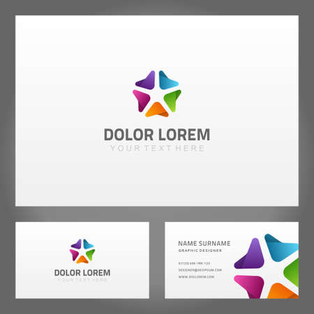 Set bright gradient pattern circle geometric shape figure business card branding identification with place for text vector illustration. Collection multicolored ornamental geometry abstract namecardのイラスト素材