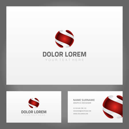 Set abstract luxury red striped wave ornament decorative namecard branding identification with place for text vector illustration. Collection creative business card corporate identity with contactsのイラスト素材