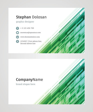 Minimalist Business Card Design Template. Modern Creative and Clean Corporate Design. Vector Illustration. Front and Back Sides with Colorful Abstract Backgroundのイラスト素材
