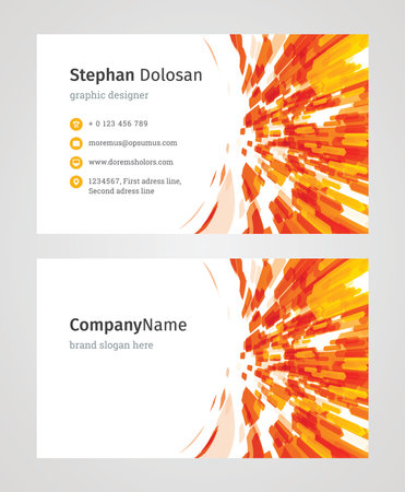 Minimalist Business Card Design Template. Modern Creative and Clean Corporate Design. Vector Illustration. Front and Back Sides with Colorful Abstract Backgroundのイラスト素材