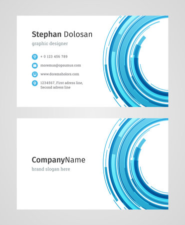 Minimalist Business Card Design Template. Modern Creative and Clean Corporate Design. Vector Illustration. Front and Back Sides with Colorful Abstract Backgroundのイラスト素材