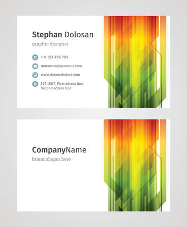 Minimalist Business Card Design Template. Modern Creative and Clean Corporate Design. Vector Illustration. Front and Back Sides with Colorful Abstract Backgroundのイラスト素材