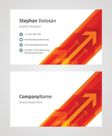 Minimalist Business Card Design Template. Modern Creative and Clean Corporate Design. Vector Illustration. Front and Back Sides with Colorful Abstract Backgroundのイラスト素材