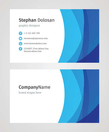 Minimalist Business Card Design Template. Modern Creative and Clean Corporate Design. Vector Illustration. Front and Back Sides with Colorful Abstract Backgroundのイラスト素材