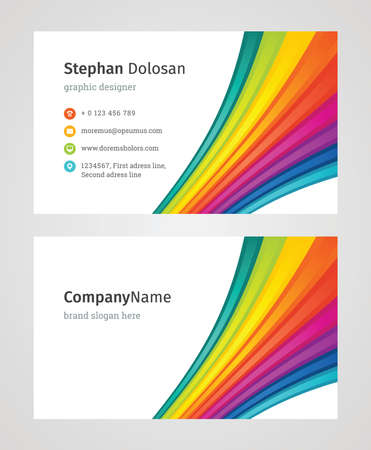Minimalist Business Card Design Template. Modern Creative and Clean Corporate Design. Vector Illustration. Front and Back Sides with Colorful Abstract Backgroundのイラスト素材