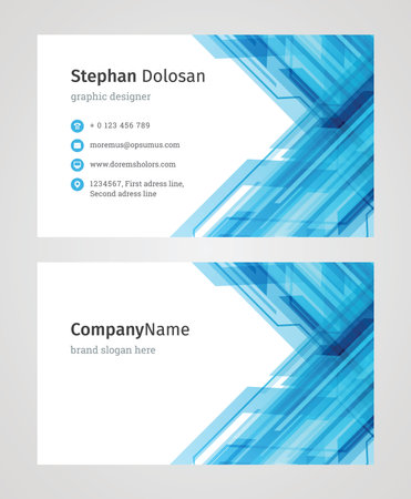 Minimalist Business Card Design Template. Modern Creative and Clean Corporate Design. Vector Illustration. Front and Back Sides with Colorful Abstract Backgroundのイラスト素材