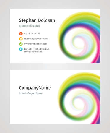 Minimalist Business Card Design Template. Modern Creative and Clean Corporate Design. Vector Illustration. Front and Back Sides with Colorful Abstract Backgroundのイラスト素材