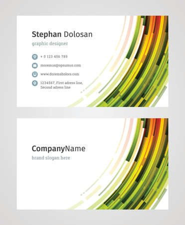 Minimalist Business Card Design Template. Modern Creative and Clean Corporate Design. Vector Illustration. Front and Back Sides with Colorful Abstract Backgroundのイラスト素材