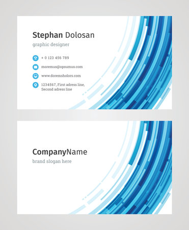 Minimalist Business Card Design Template. Modern Creative and Clean Corporate Design. Vector Illustration. Front and Back Sides with Colorful Abstract Backgroundのイラスト素材