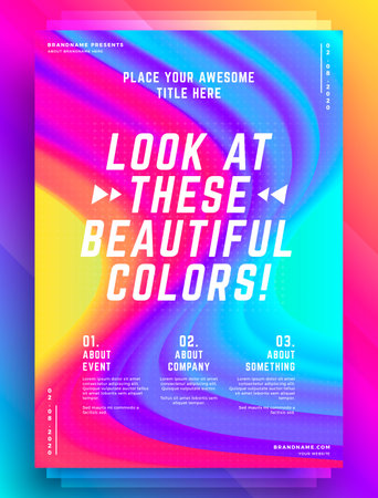 Modern abstract cover design template vibrant color shapes composition for flyer, banner, brochure and poster. vector illustration.のイラスト素材