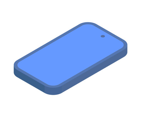 Modern portable smartphone copyspace display internet browsing online communication isometric 3d icon vector illustration. Electronic mobile phone device call remotely global connection empty screenのイラスト素材