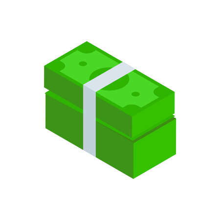 Banking stack of paper currency cash dollar money 3d icon minimalist vector illustration. Financial account bank bill isometric symbol of richness and wealth for shopping business commercial retailのイラスト素材