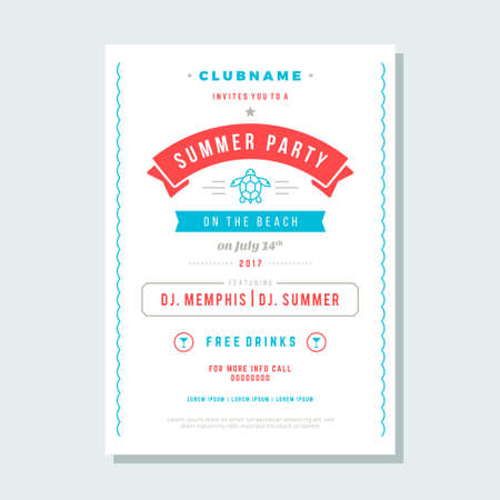 Summer holidays beach party flyer typography night club event label design. Vector illustration good for posters or flyers.のイラスト素材