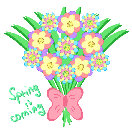 beautiful bouquet of flowers. spring postcard.のイラスト素材