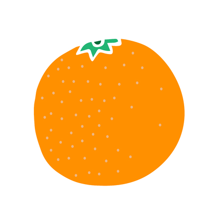 tropical fruit, tangerine, cute vector orange for children learning, for design, illustration of booksのイラスト素材