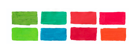 Palette of gouache, all the colors of the rainbow colors list of colors squaresの写真素材