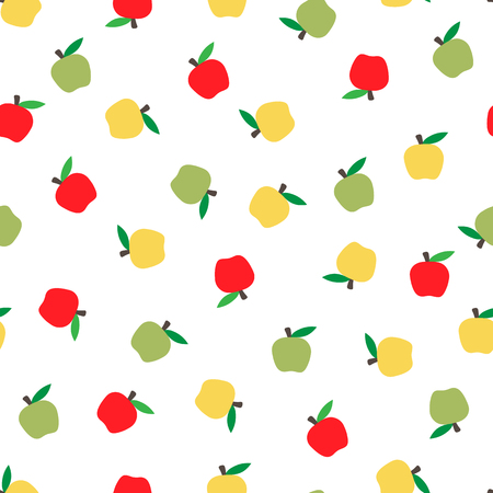 seamless bright fruits background with colored apples. Autumnal seasonal background, school.のイラスト素材
