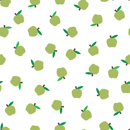 seamless background with green apples. Autumnal seasonal background, school bright fruitsのイラスト素材